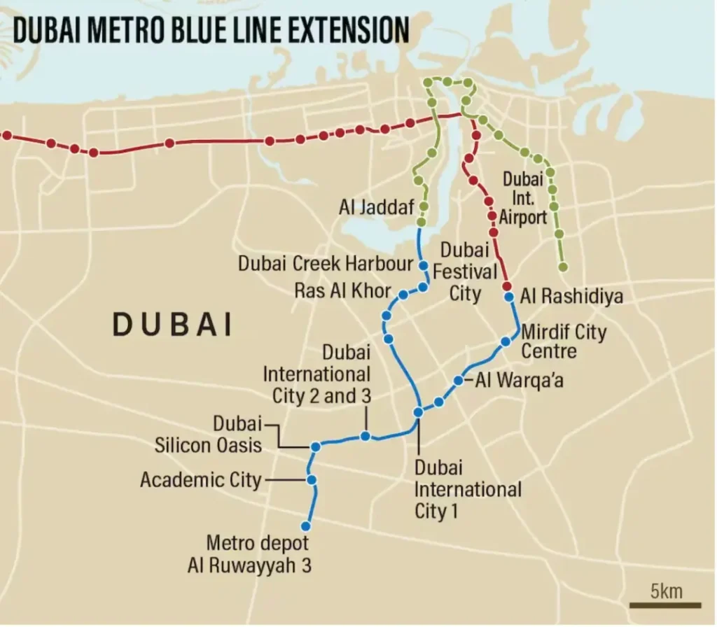 DUABI BLUE METRO LINE MAP