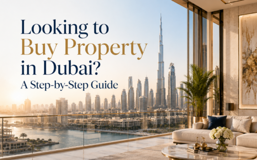 Buyer reviewing Dubai property documents with real estate consultant